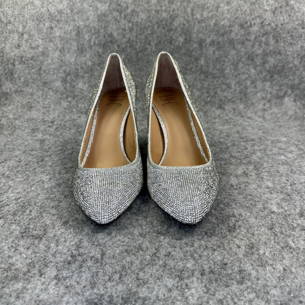 INC International Concepts Silver Rhinestone Pumps Womens 8W Pointed Toe Heels - Picture 12 of 12